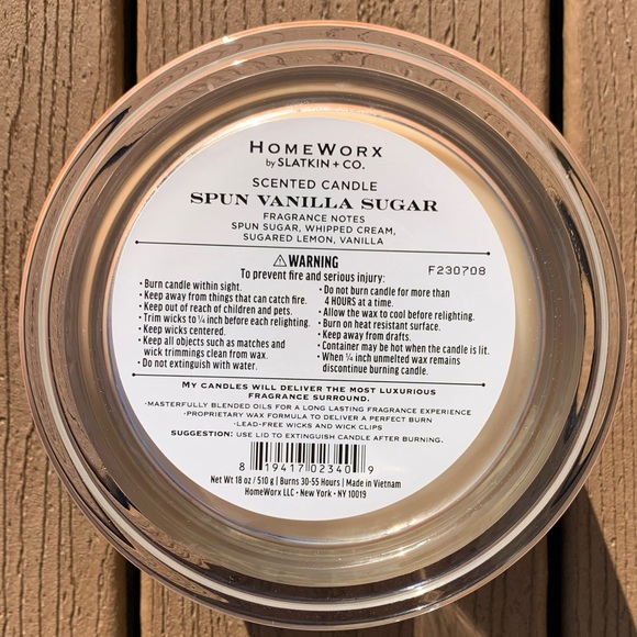 🆕SPUN VANILLA SUGAR HARRY SLATKIN HOMEWORX 4 WICK 18oz CANDLE NWTS! - Picture 3 of 6